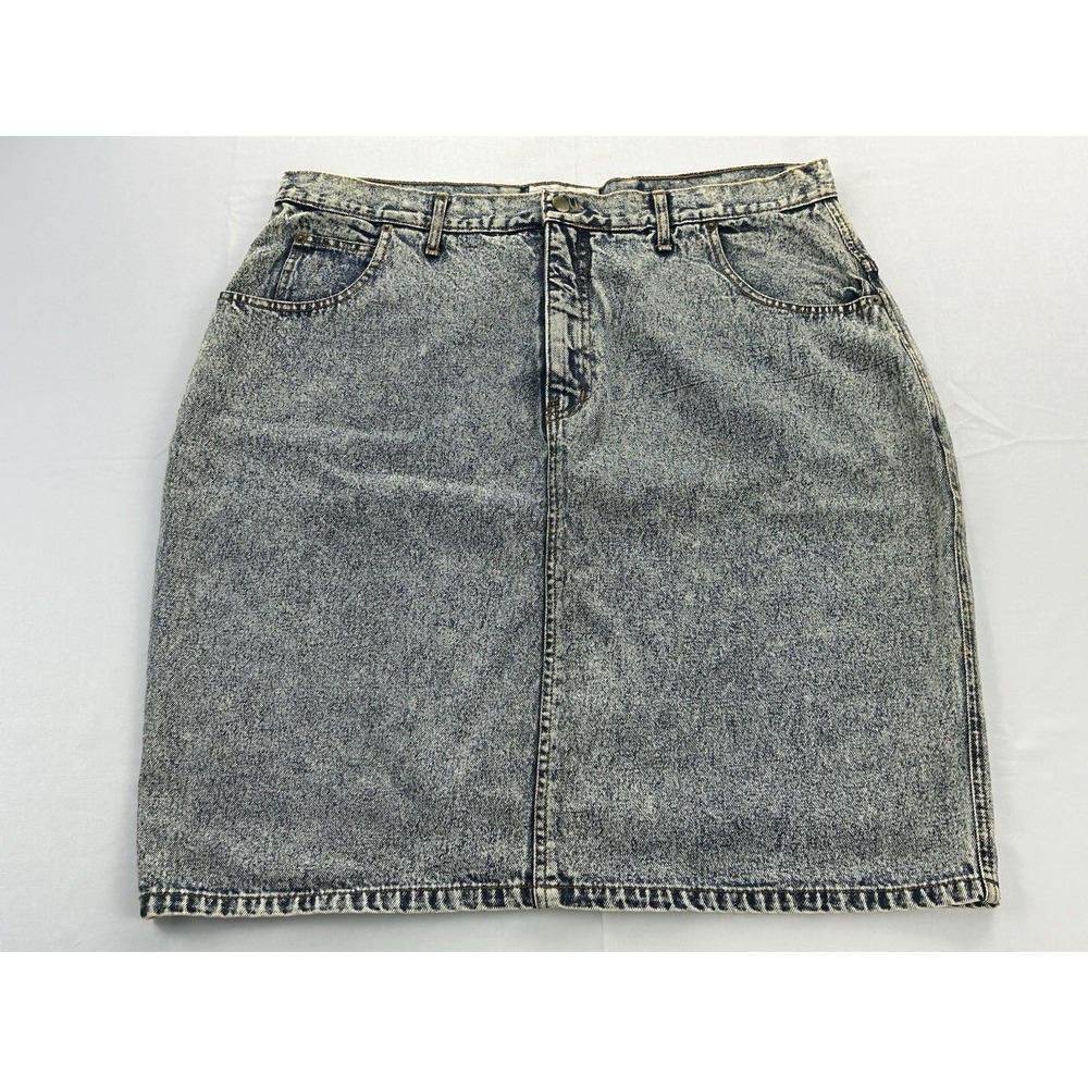 VTG 90s Diana Marco Acid Wash Denim Jean Skirt Women's 22 Blue High Rise Midi
